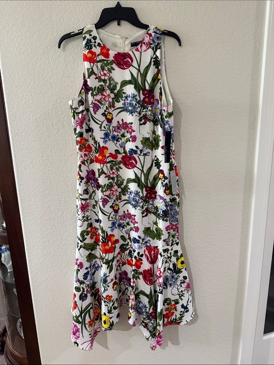 Maggy London Dresses & Skirts - Maggy London White Midi Dress with Multi-Color Floral Print
